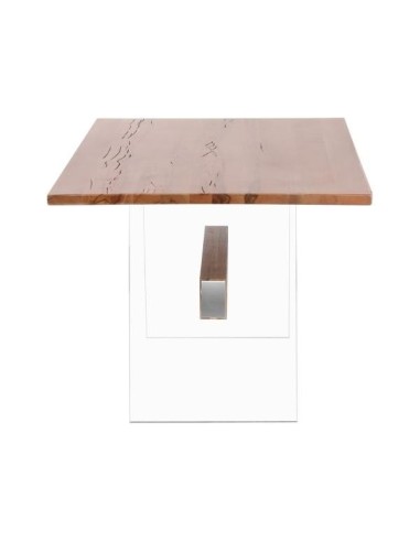 Table repas chêne naturel/pieds verre