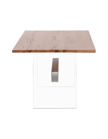 Table repas chêne naturel/pieds verre