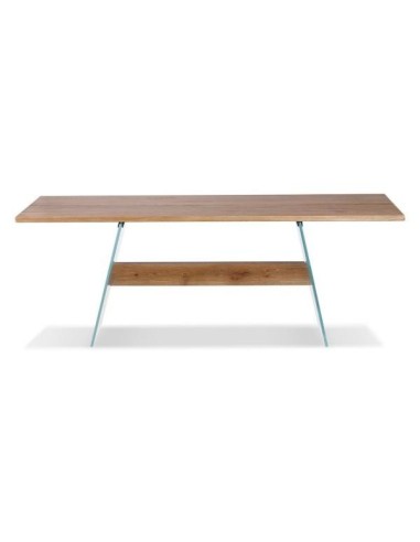 Table repas chêne naturel/pieds verre