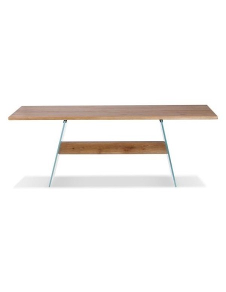 Table repas chêne naturel/pieds verre