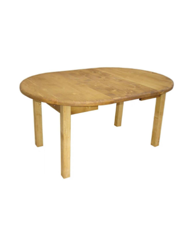 Table ronde de style montagne en pin massif, diamètre 110 cm + 1 allon