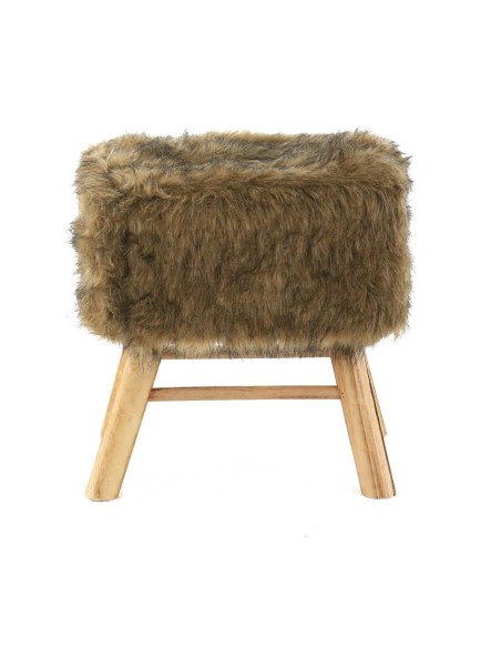 Tabouret rectangulaire en fausse fourrure marron