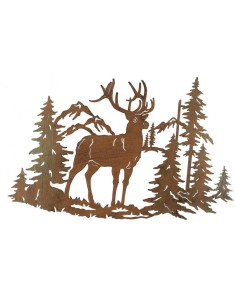 Décoration murale en métal finition rouillée Cerf