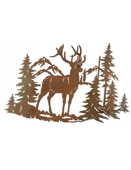 Décoration murale en métal finition rouillée Cerf