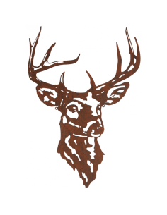 Décoration murale, tête de cerf en métal vieilli