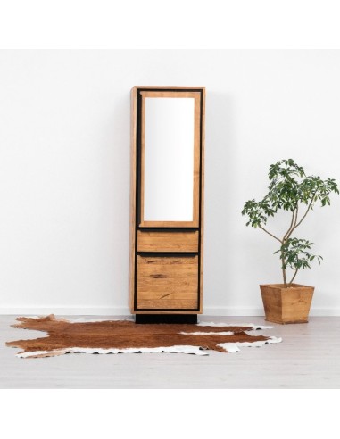 Bonnetière en bois massif avec miroir