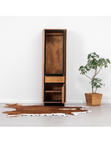 Bonnetière en bois massif avec miroir