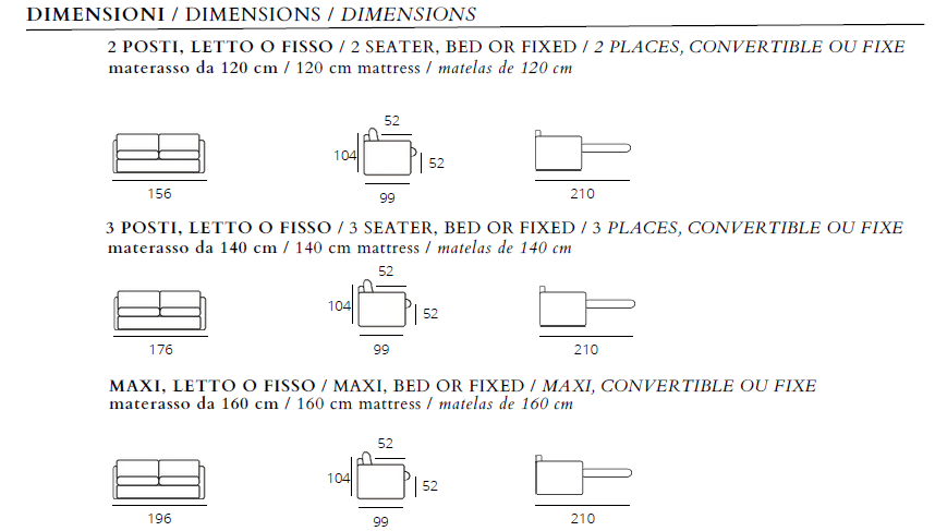 Dimensions canapé SMILE